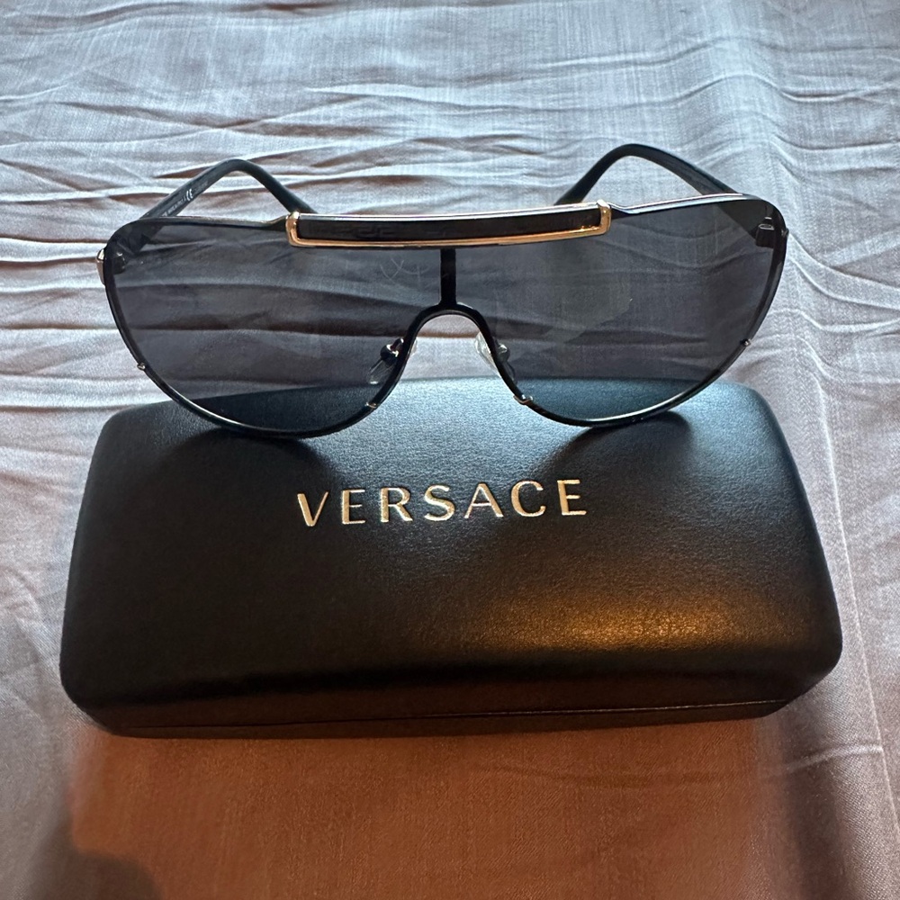 Versace Black Shield Sunglasses Modern Design